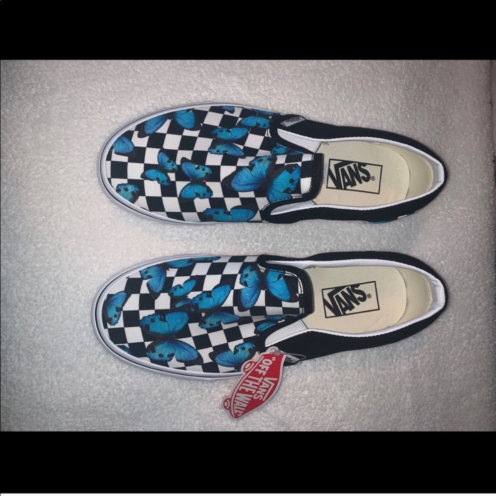 Blue Butterfly Checkerboard Vans